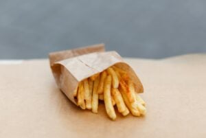 Bag of French Fries in PFAS-free grease-resistant bagGrease