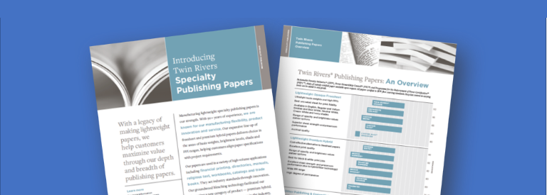 Preview of the Twin Rivers Publishing Overview with prominent text 'Introducing Twin Rivers Specialty Publishing Papers'