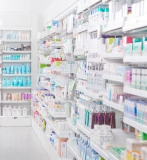 Shelves of a pharmacy