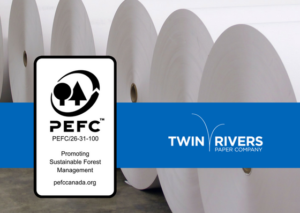 Rolls of paper with PEFC Certification Logo